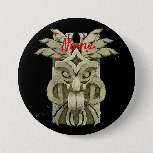 Carved Tiki Sculpture Thunder Button (Vorderseite)