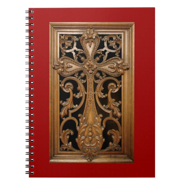 Carved-Wood-Cross-Notebook Notizblock (Vorderseite)
