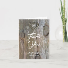 Carved Wood Heart Wedding Vielen Dank Dankeskarte