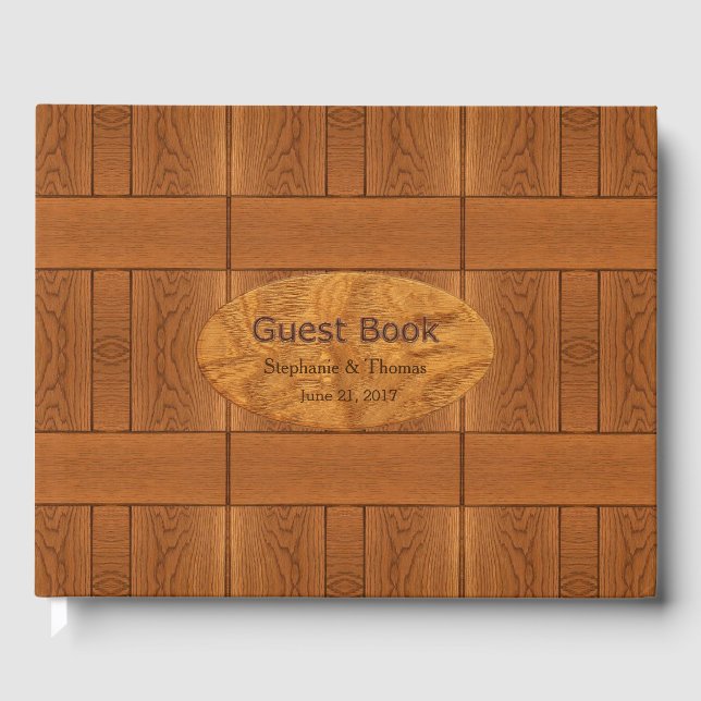 Carved Wood Look Wedding Gästebuch (Vorderseite)