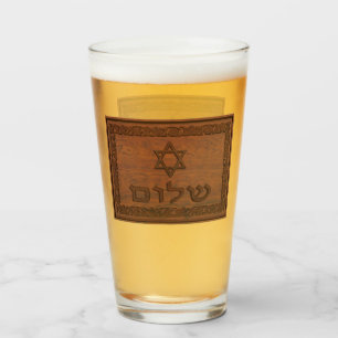 Carved Wood Shalom Glas