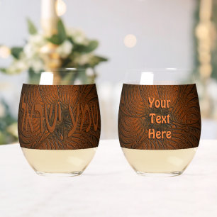 Carved Wood Shema Yisrael Weinglas Ohne Stiel