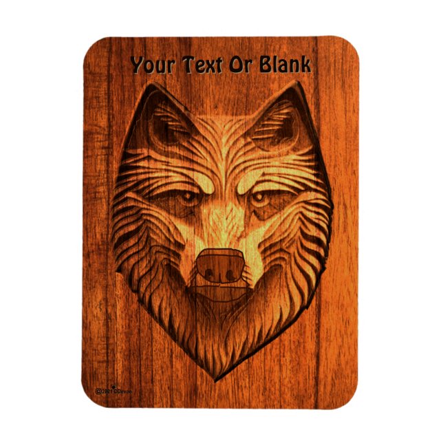 Carved Wood Wolf Magnet (Vertikal)