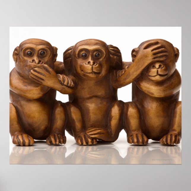 Carving of three wooden monkeys poster (Vorne)