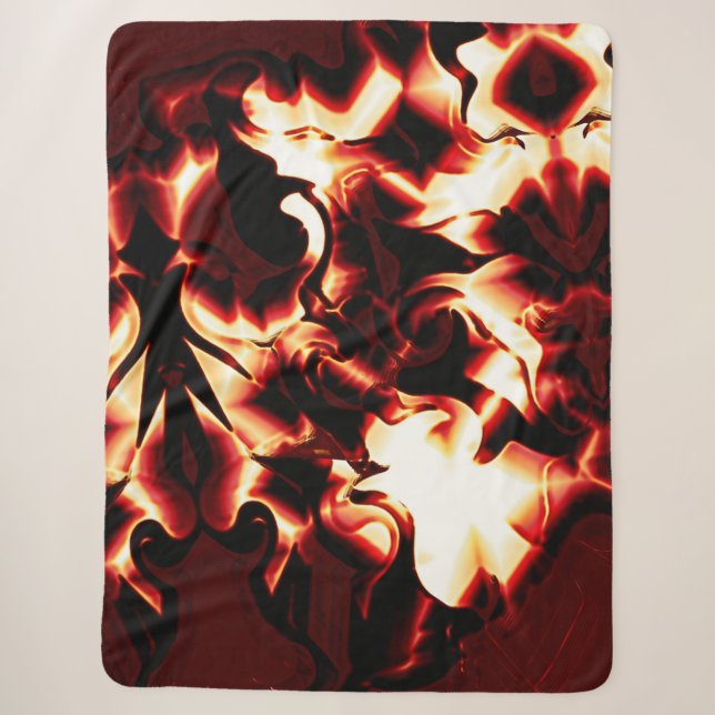 Carvingfeuer auf dunkelrotem Hintergrund Sherpadecke (Vorderseite)