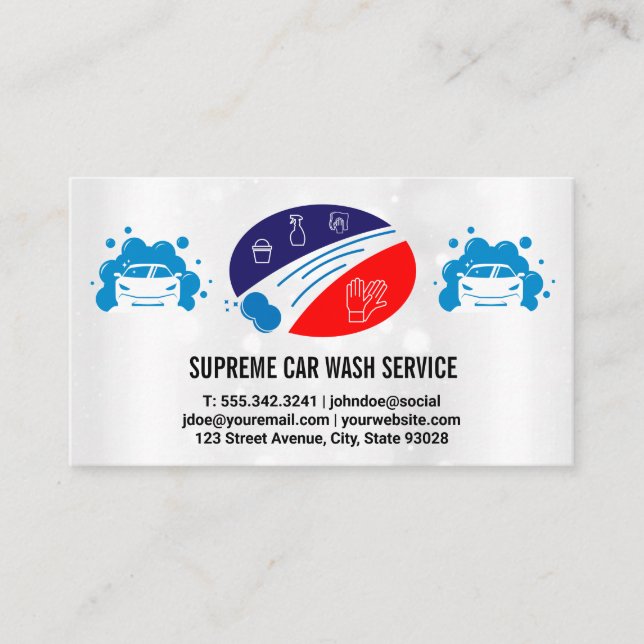 Carwash-Bubbles-Logo | Autoreinigungslogo Visitenkarte (Vorderseite)