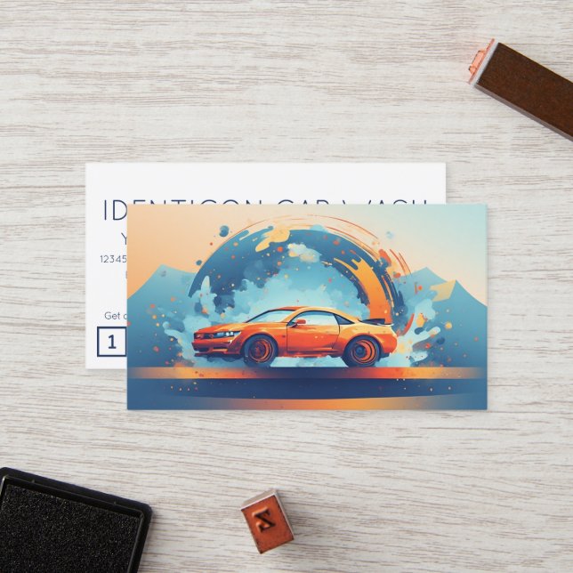 CARWASH customer loyalty punch card Treuekarte (Vorderseite/Rückseite Beispiel)