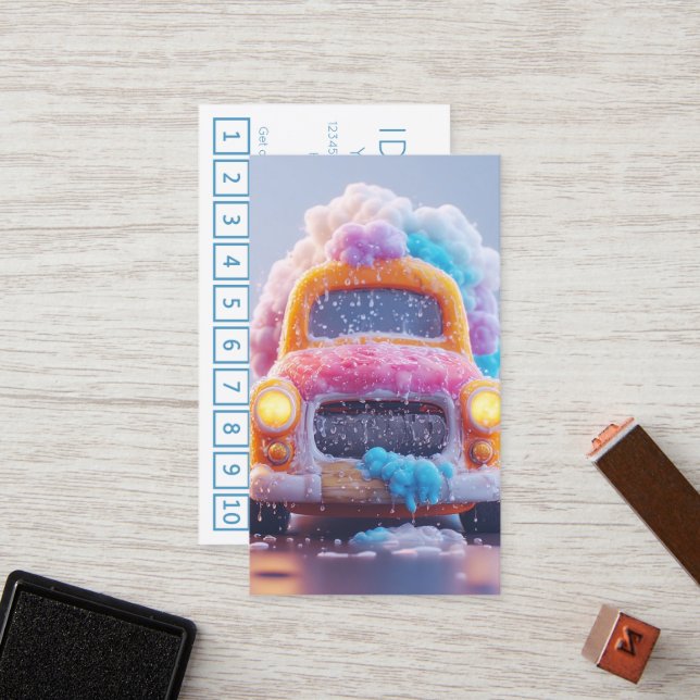 CARWASH customer loyalty punch card Treuekarte (Vorderseite/Rückseite Beispiel)