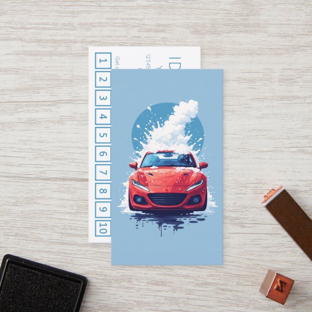 CARWASH customer loyalty punch card Treuekarte (Vorderseite/Rückseite Beispiel)