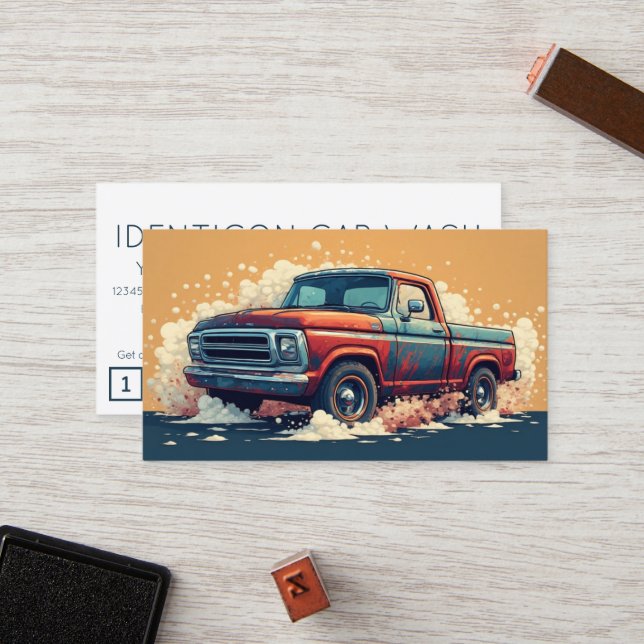 CARWASH customer loyalty punch card Treuekarte (Vorderseite/Rückseite Beispiel)