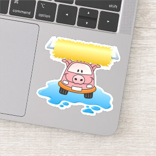 Carwash Pig Cartoon Aufkleber