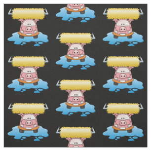 Carwash Pig Cartoon Pattern Stoff