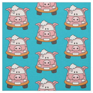 Carwash Pig Cartoon Pattern Stoff