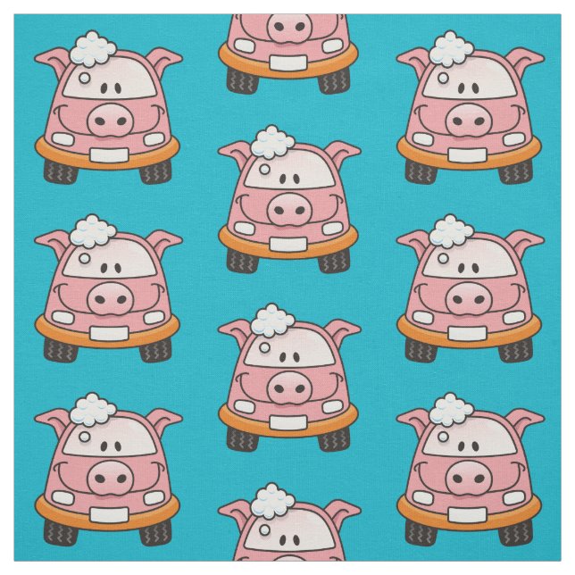Carwash Pig Cartoon Pattern Stoff (Muster)