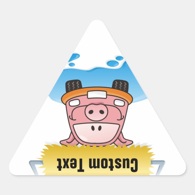 Carwash Pig Dreieckiger Aufkleber (Vorderseite)
