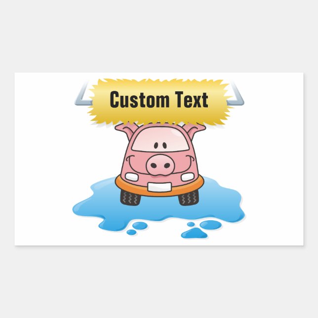 Carwash Pig Rechteckiger Aufkleber (Vorderseite)