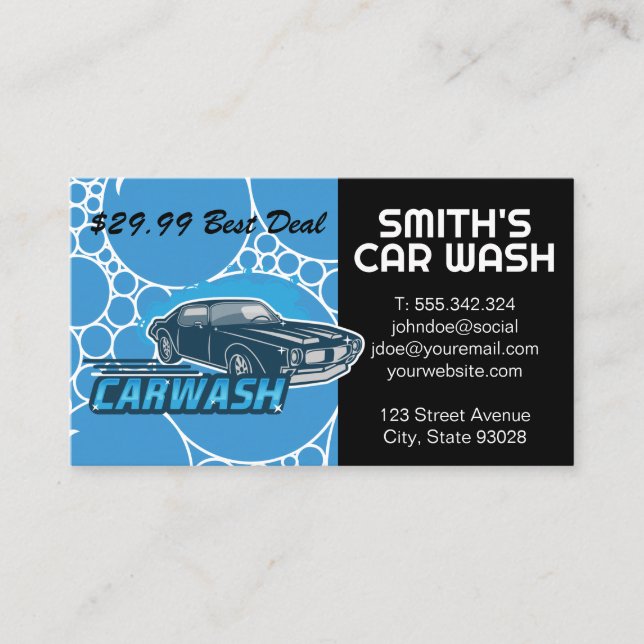 Carwash | Seifenblasen | Auto Visitenkarte (Vorderseite)