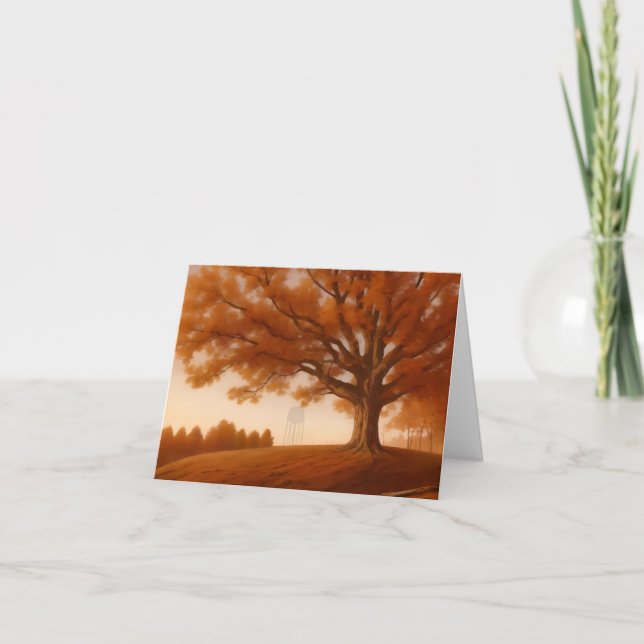 Cary NC Tree and Water Tower Notecard Dankeskarte (Vorderseite)