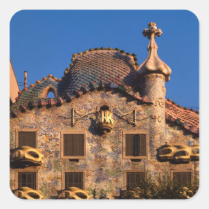 Casa Batilo, Gaudi-Architektur, Barcelona, Quadratischer Aufkleber
