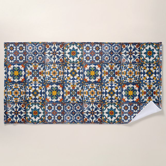 Casa Colorida Azulejo  Strandtuch (Vorderseite)