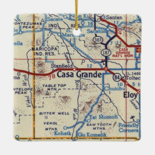 Casa Grande Arizona Vintage Karte Keramikornament