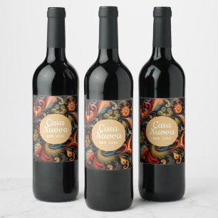 Casa Nuova Neue Zuhause Rosepaint Rosemaling 4 von Weinetikett