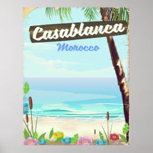 Casablanca Maroc, affiche vintage romantique