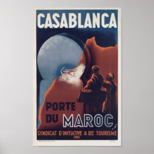 Casablanca Maroc Vintage French Travel Poster