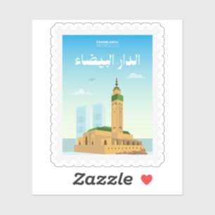 Casablanca Marokko Briefmarke Reise Aufkleber