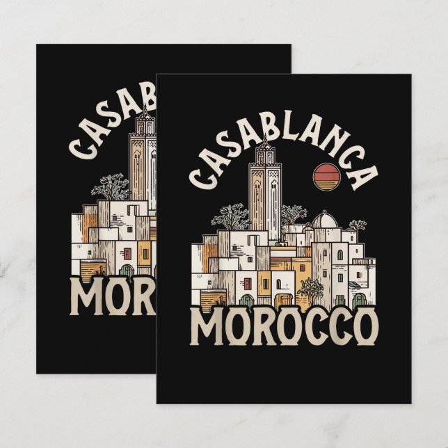 Casablanca Marokko  Karte (Vorne/Hinten)