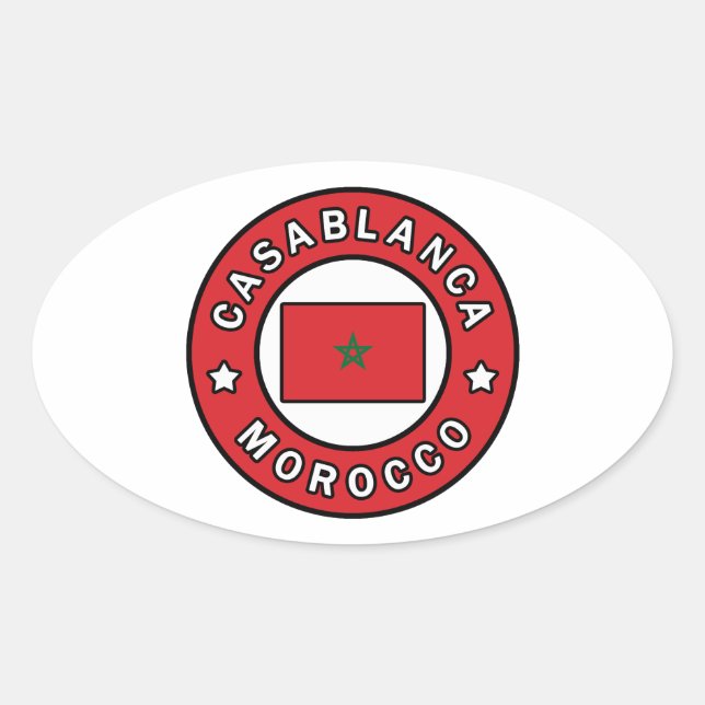 Casablanca Marokko Ovaler Aufkleber (Vorderseite)