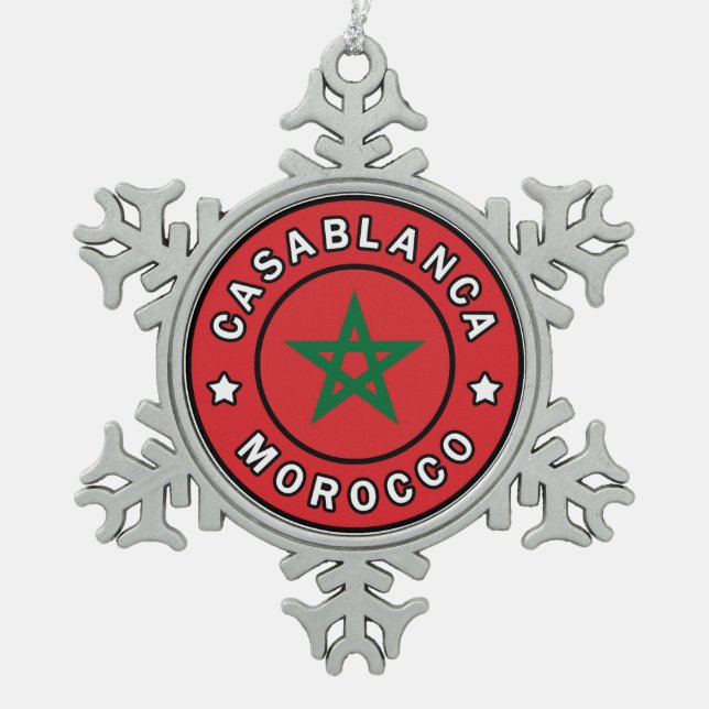 Casablanca Marokko Schneeflocken Zinn-Ornament (Vorderseite)