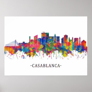 Casablanca Marokko Skyline Poster