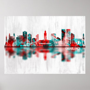 Casablanca Marokko Skyline Poster