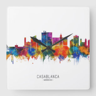 Casablanca Marokko Skyline Quadratische Wanduhr