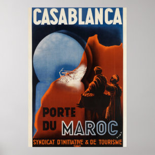 Casablanca Marokko Vintage Französisches Reiseplak Poster