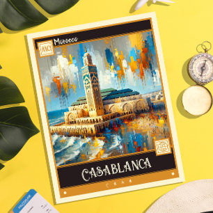 Casablanca, Marokko Vintage-Gemälde Postkarte