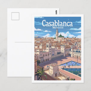 Casablanca Marokko Vintage Reiseort Postkarte