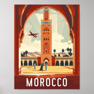 Casablanca Marokko Vintager Berühmter Reiseort Poster