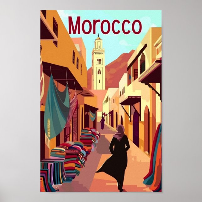 Casablanca Marokko Vintager Berühmter Reiseort Poster (Vorne)