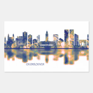 Casablanca Skyline Rechteckiger Aufkleber