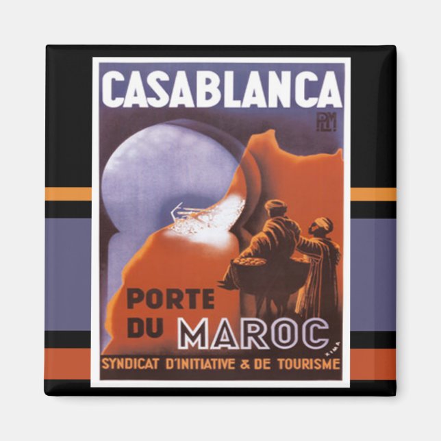 Casablanca Tourisme Magnet Vintage (Devant)