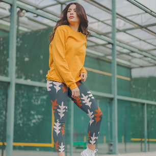 Casal Blue, Grau und Orange Abstrakt Art Muster Leggings