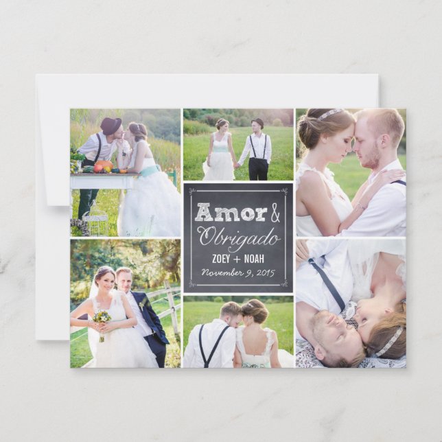 Casamento Collage riscado cartões de agradecimento Einladung (Vorderseite)