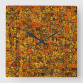 Casca de árvore virtual, com tons de living coral quadratische wanduhr