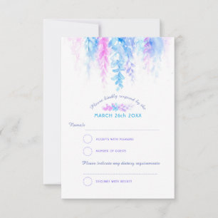 Cascade cascade bleu violet mariage RSVP réponse
