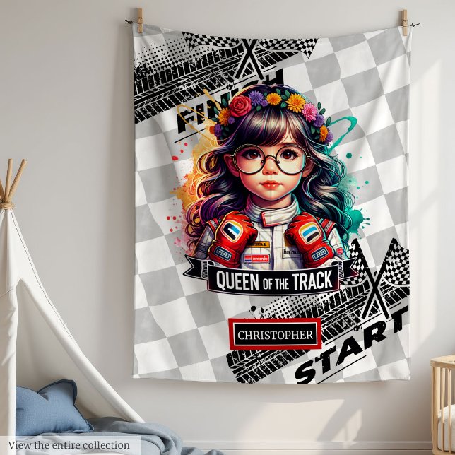 Cascade classique Sport Voiture Racing Couverture  (Classic Watercolor Sport Car Racing Girl Blanket)