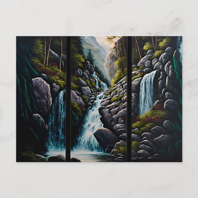 Cascade dans l'impression huiles - carte postale t (Devant)