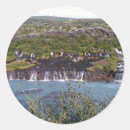 Cascade de Hraunfossar en Islande autocollant rond