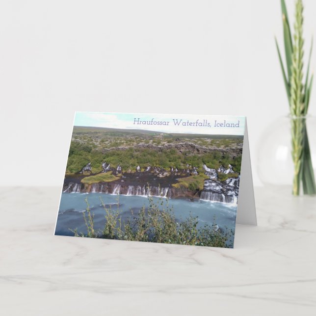 Cascade de Hraunfossar en Islande carte de voeux (Devant)